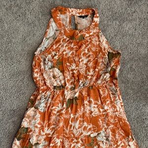 Mlle Gabrielle Orange Tropical Floral Halter Sundress